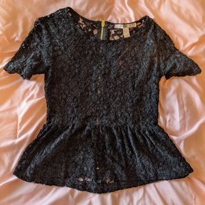 Black lace peplum top
